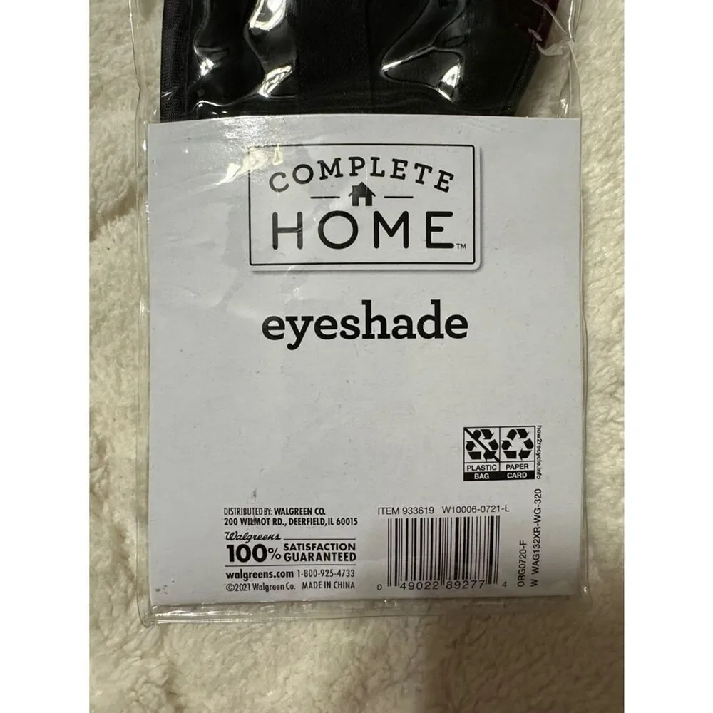 Complete HOME Black Rest Sleep Fleece Backed Eyeshade Eye mask
